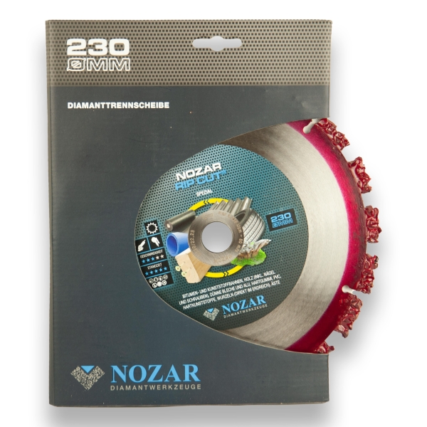 NOZAR RIP CUT® Premium-Diamant Trennscheibe für Holz und Baustellenmaterial Ø230 x 22,23mm